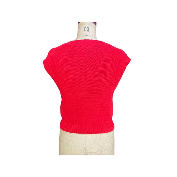 Liz Claiborne Womens Sweater Cable Knit Button Detail Cap Sleeve Crew Red Small - Picture 5 of 9